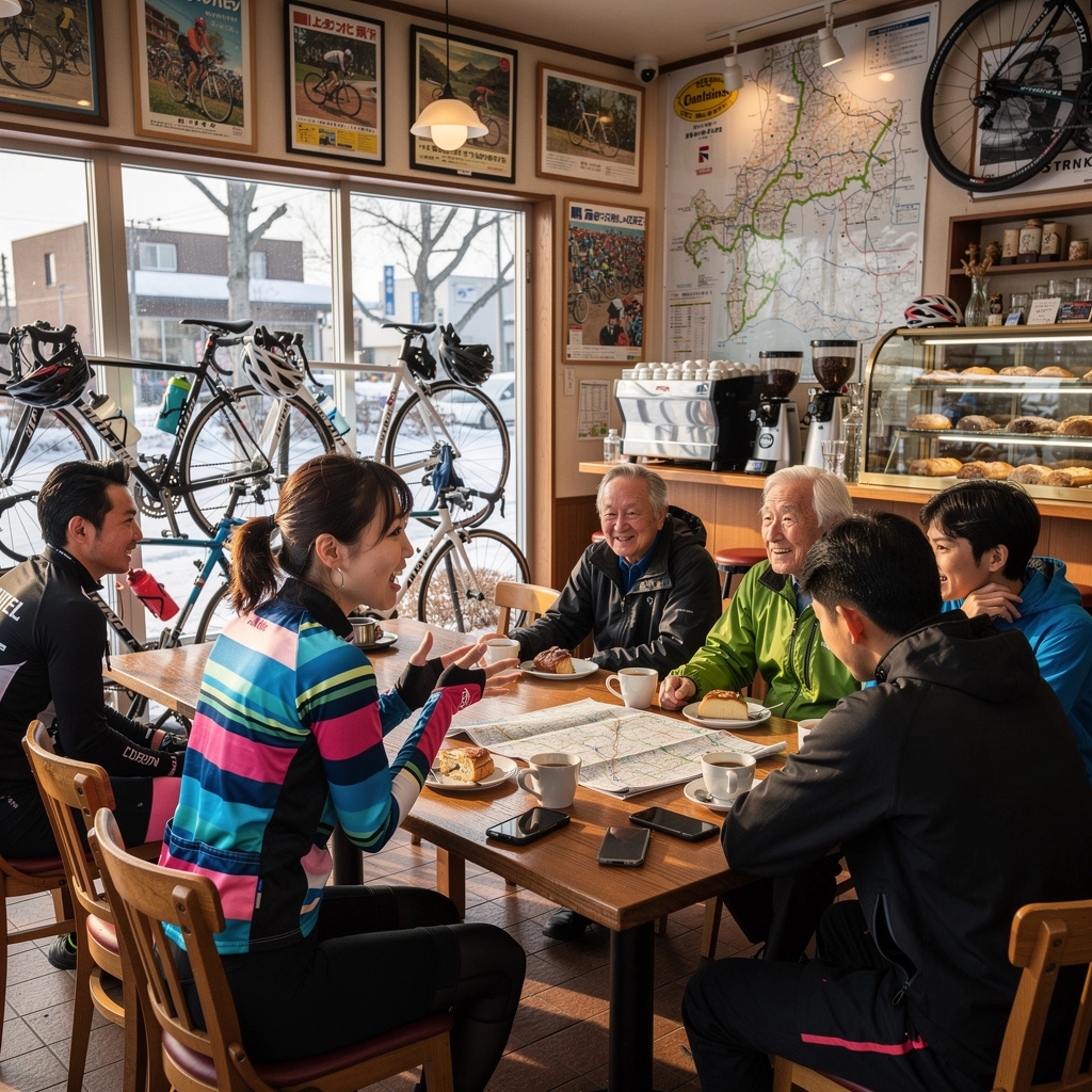 コミュニティライドに参加する人々の笑顔の集合写真